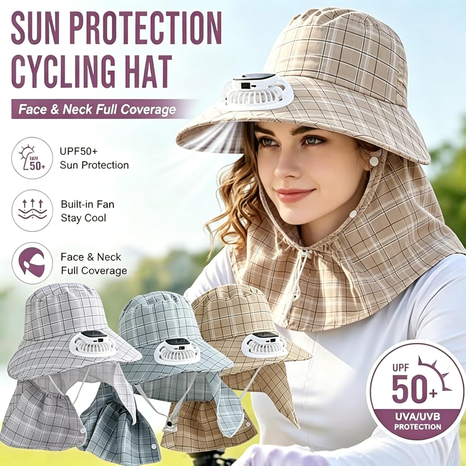 Outdoor Camping Hat - قبعة بمروحة تعمل بالطاقة الشمسية قابلة