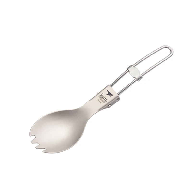 Outdoor Camping Dining Set - Keith Titanium Spork بمقبض قابل للطي