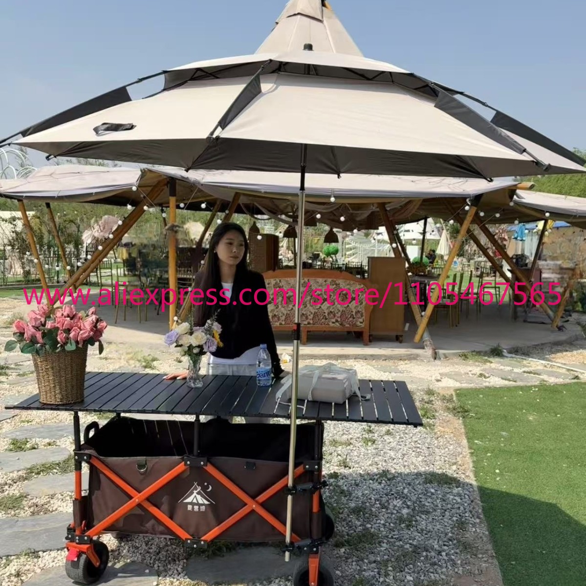 عربة تخييم كبيرة قابلة للطي مع - مراجعة Outdoor Camping Umbrella وسعره