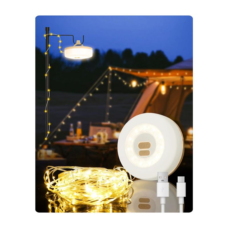 مصباح تخييم خارجي A36T-2-في-1  - مراجعة Outdoor Camping Lights String وسعره