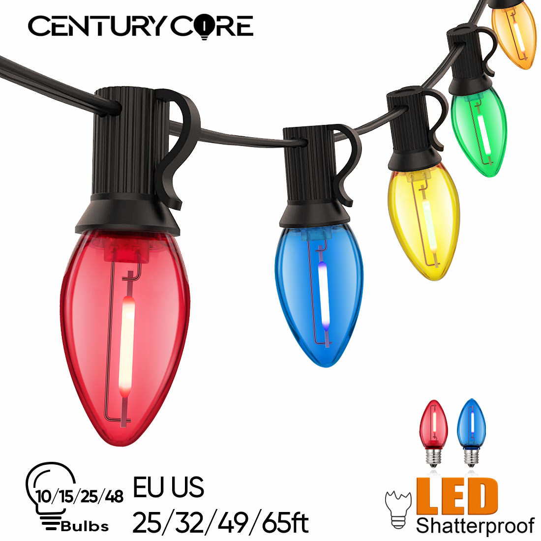 البلاستيك C7 شارع جارلاند E12  - مراجعة Outdoor Camping Lights String وسعره
